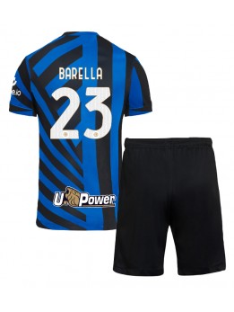 Billige Inter Milan Nicolo Barella #23 Hjemmedraktsett Barn 2024-25 Kortermet (+ Korte bukser)